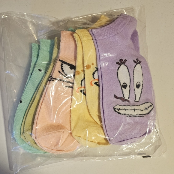 SpongeBob Squarepants Accessories - 5 Pairs Of SpongeBob SquarePants Bright Ankle Socks Womens Standard Size 6 - 10